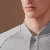 Shop HERMES 經典字母貼單排釦外套 淺灰色 H457810HA1O