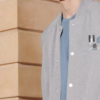 Sizing HERMES 經典字母貼單排釦外套 淺灰色 H457810HA1O