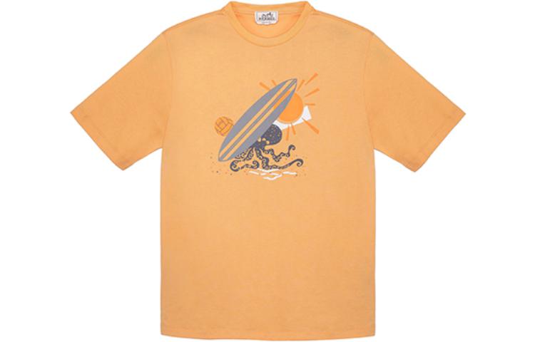 HERMES  Logo Print Crewneck T-Shirt Melon Color H357940HA4H