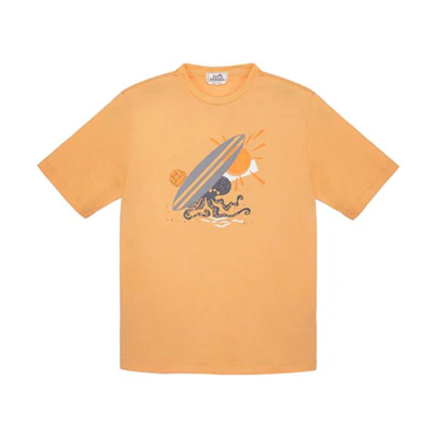 HERMES Logo Print Crewneck T-Shirt Melon Color H357940HA4H