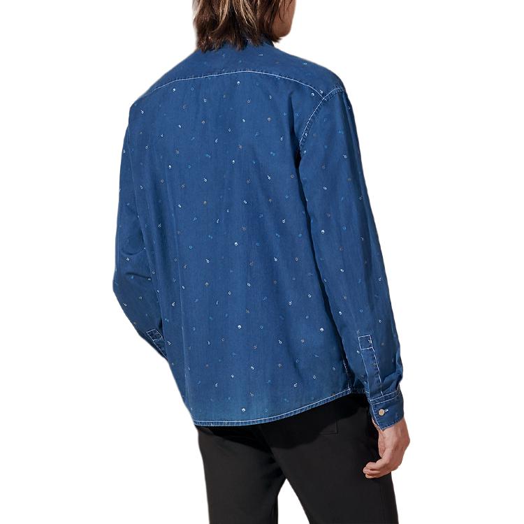 Lookbook HERMES Kemeja Lengan Panjang Loose Fit Indigo Basuhan Potongan Lurus H456080HT50