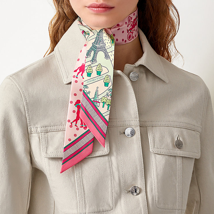 HERMES "Love in Paris" Twilly Silk Scarf Ribbon Red. H063329S-01 圖 3