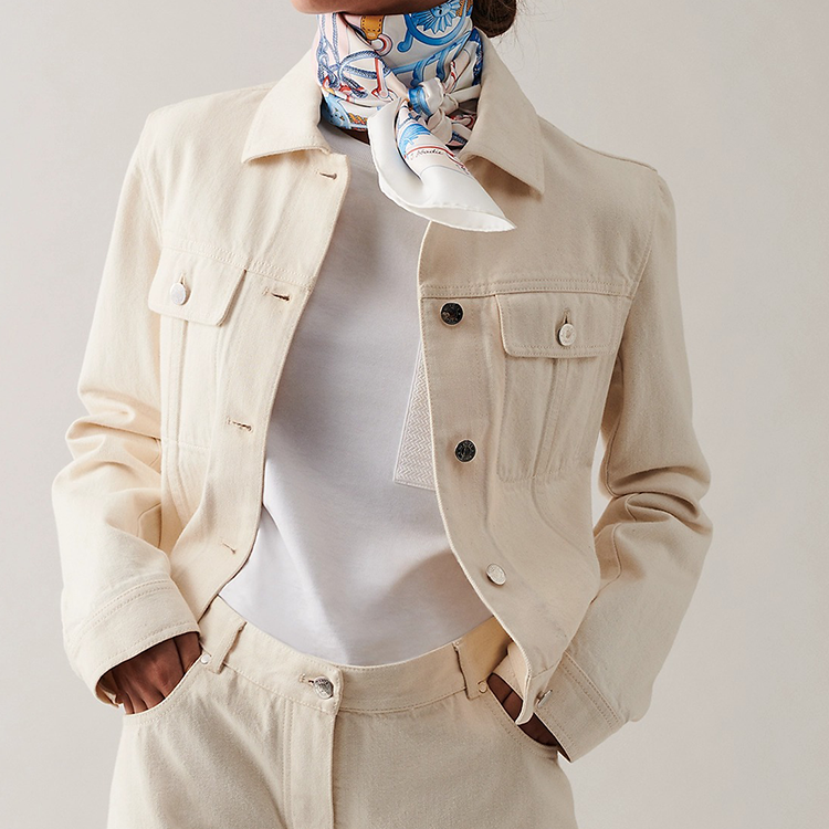 HERMES "Military March" Silk Scarf Pink/White Unisex Couple Design. H001574S-35 圖 3