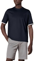 HERMES Navy Blue Contrast Ruffled Crewneck Short Sleeve T-Shirt H457940HA01 HERMES Navy Blue Contrast Ruffled Crewneck Short Sleeve T-Shirt H457940HA01