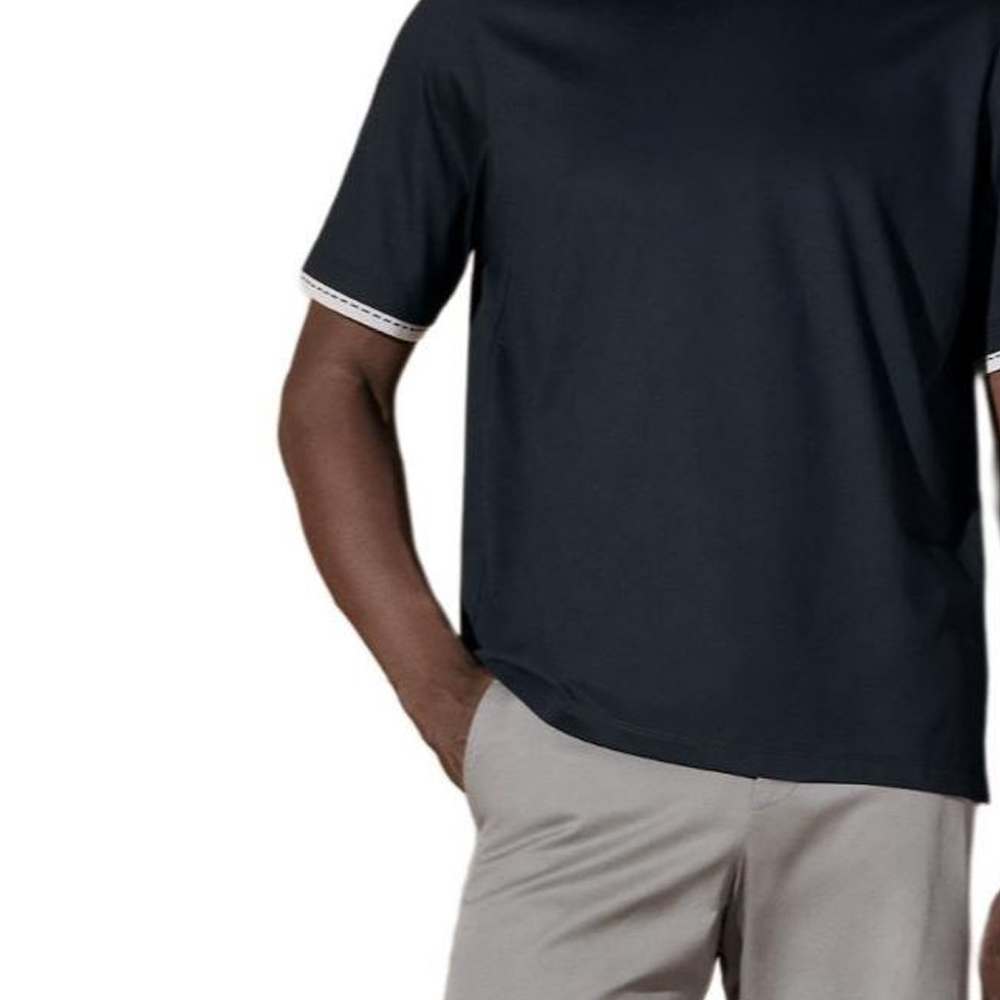 Sizing 에르메스 네이비 블루 러플 크루넥 반팔 티셔츠 H457940HA01