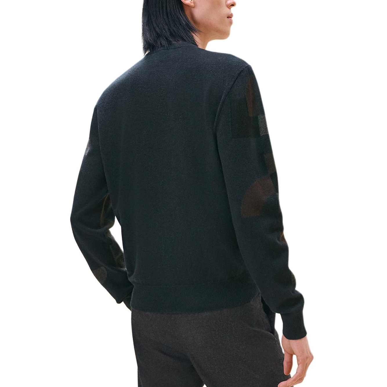 Lookbook HERMES  Navy Blue Crewneck Patterned Cashmere Knit Sweater. H467200HA01