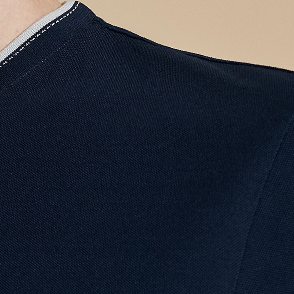 Purchase 에르메스 네이비 블루 자수 레터 스트라이프 트림 크루넥 티셔츠. H457980HA01