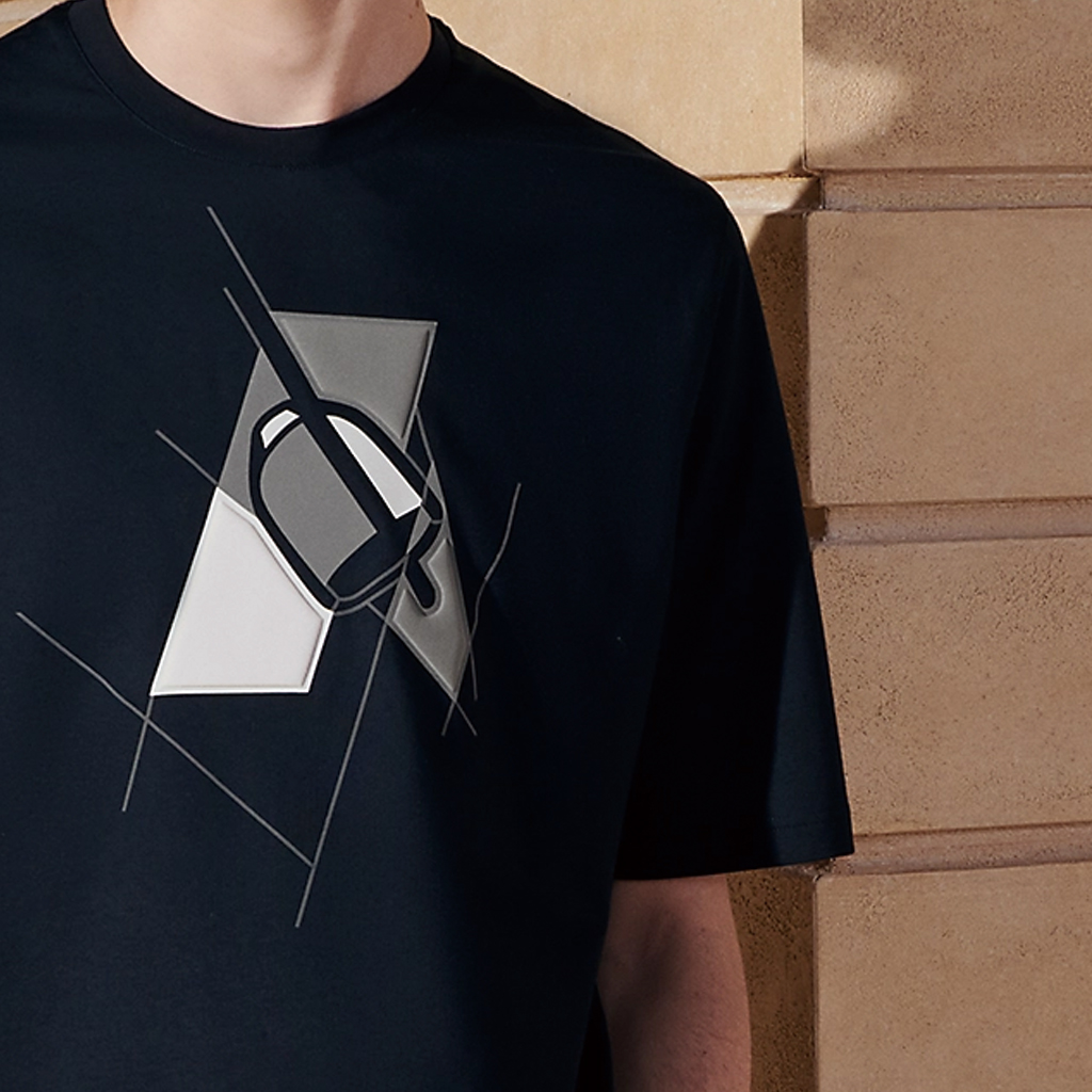 Details for HERMES Kaos Navy Biru Grafis Print Crewneck Lengan Pendek. H457950HA01