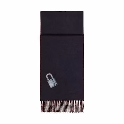 HERMES Navy Blue Lock Print Stylish Warm Knit Scarf. H393831T02