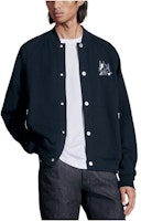 HERMES Navy Blue Logo Leather Single-Breasted Jacket. H457810HA01 HERMES Navy Blue Logo Leather Single-Breasted Jacket. H457810HA01