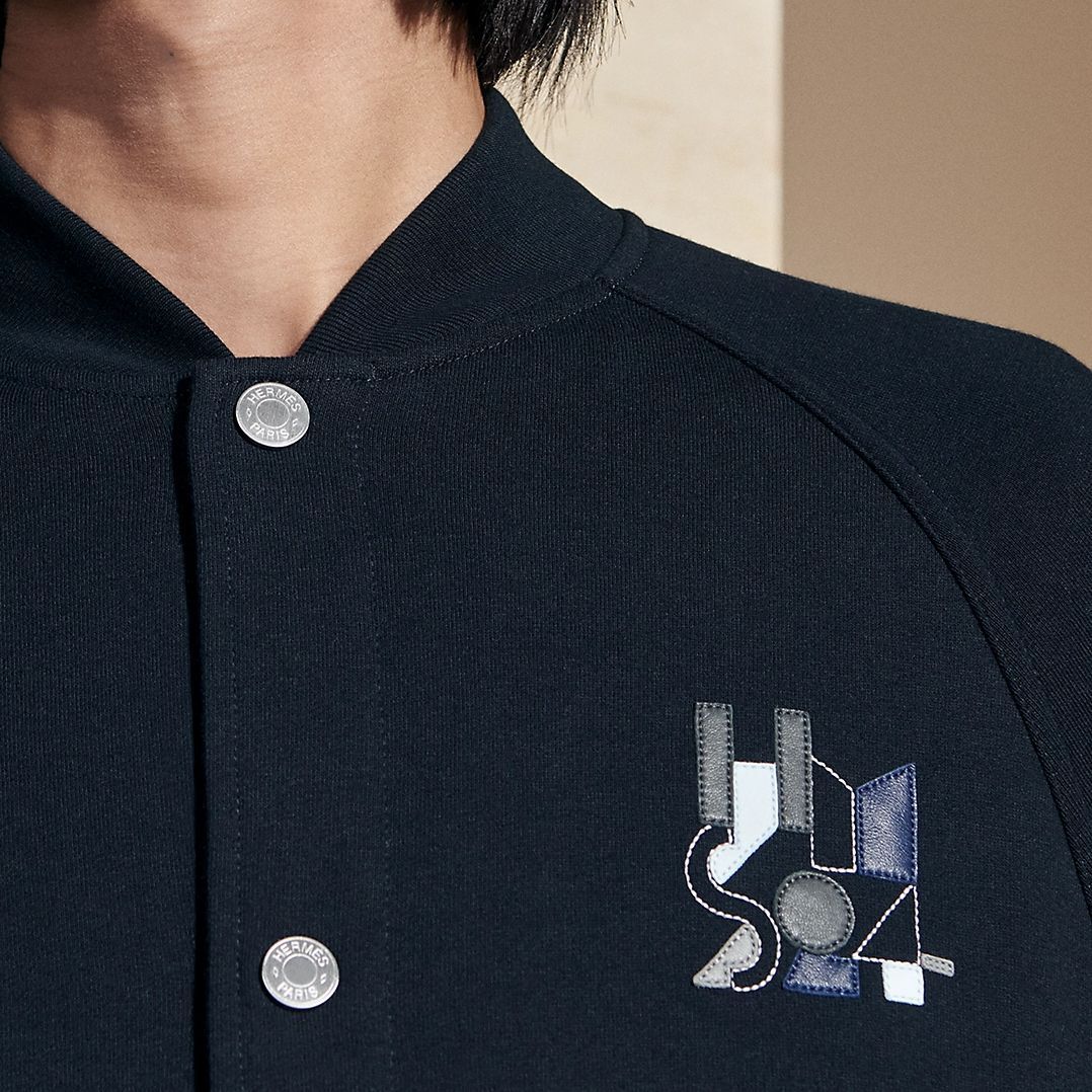 Purchase 爱马仕海军蓝标志皮质单排扣夹克. H457810HA01