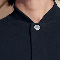 Details for HERMES Chaqueta Azul Marino de Piel con Logo y Corte Sencillo. H457810HA01