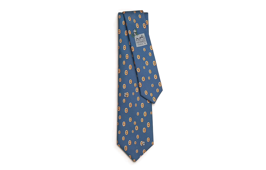 HERMES  Navy Blue Panda Logo Tie. H006310Tv20