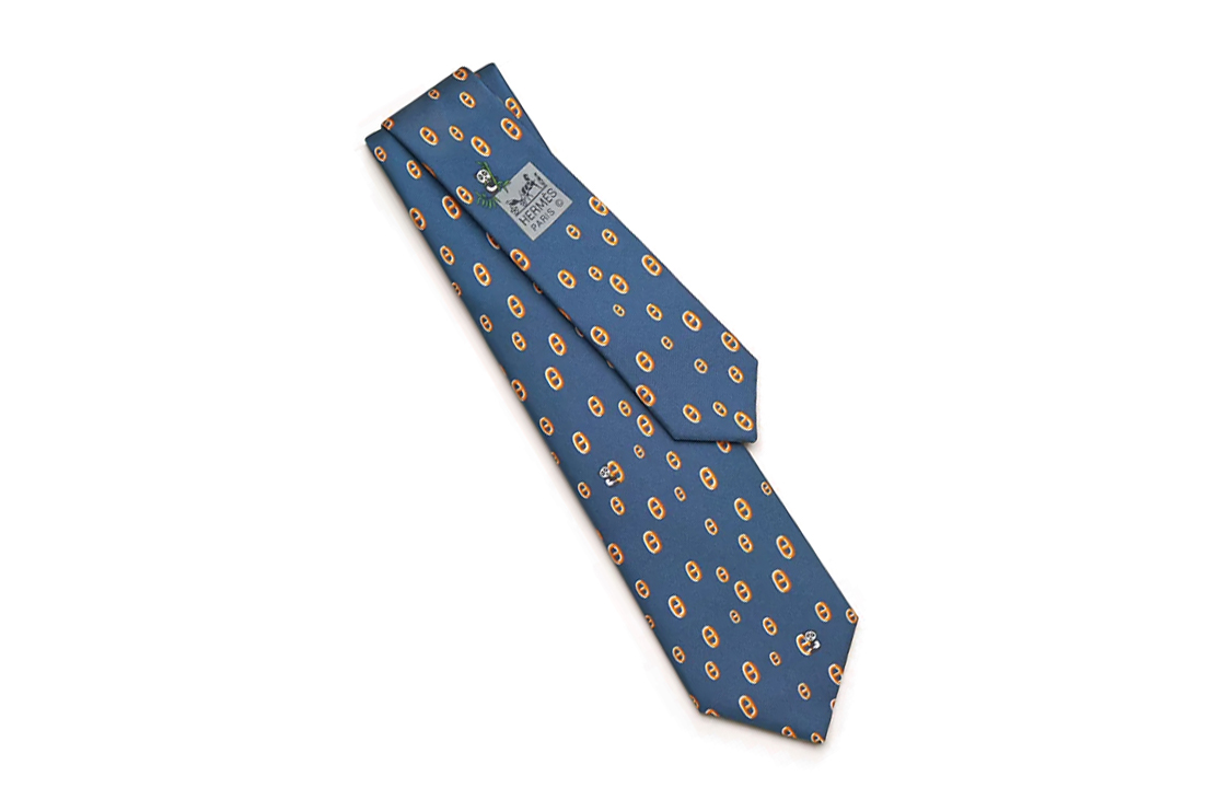 HERMES  Navy Blue Panda Logo Tie. H006310Tv20 圖 3