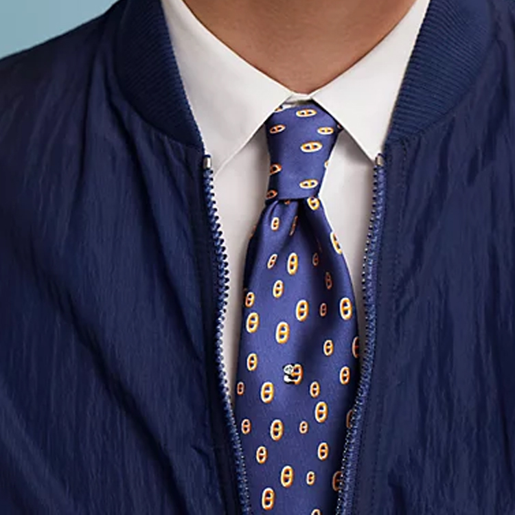 HERMES  Navy Blue Panda Logo Tie. H006310Tv20 圖 4