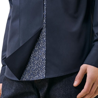 HERMES Kemeja Biru Tua Bercetak Berkolar Tajam Lengan Panjang H466340H201 Purchase HERMES Kemeja Biru Tua Bercetak Berkolar Tajam Lengan Panjang H466340H201