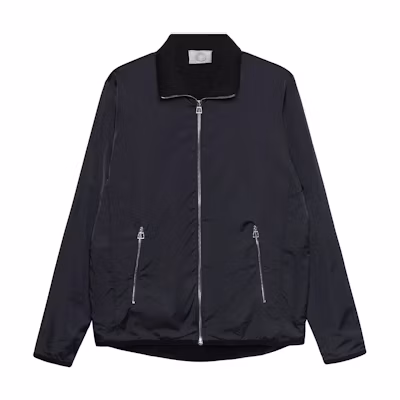 HERMES Navy Blue Solid Color High-Neck Zipper Jacket. H800166E01M