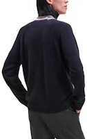 Shop HERMES Navy Blue Striped V-Neck Cashmere Cardigan FW24. H467265HA01