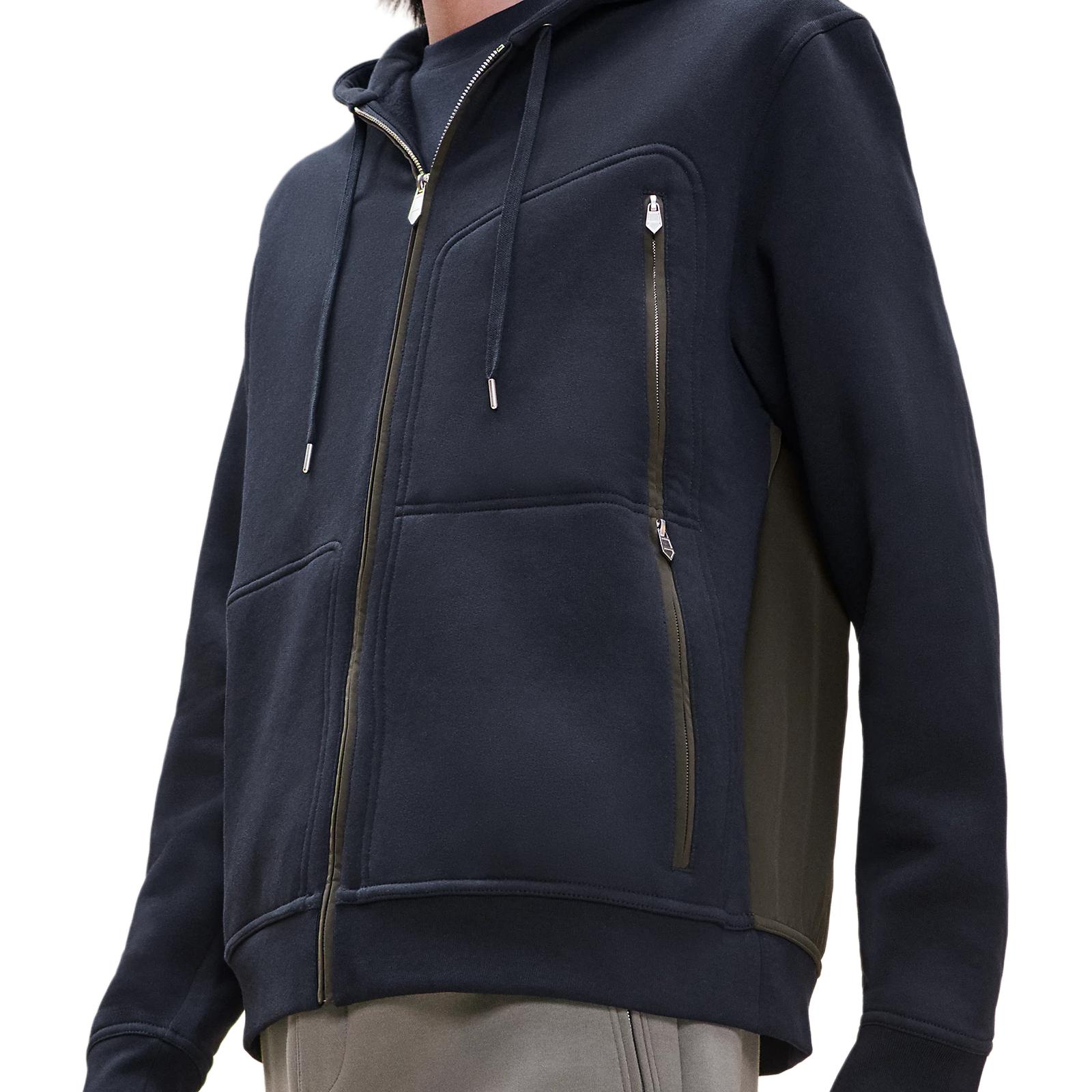 Purchase HERMES Ocean Blue SS24 Hoodie Sweatshirt Warna Polos dengan Drawstring Kasual H467870HA01