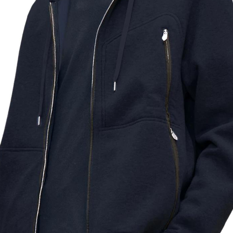 Sizing HERMES Ocean Blue SS24 Hoodie Sweatshirt Warna Polos dengan Drawstring Kasual H467870HA01