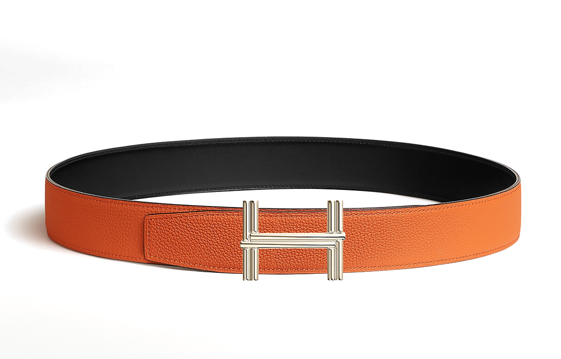 Lookbook 爱马仕橙色皮带搭配标志性扣头，3.8厘米宽。 H010639UQ2K-H077971CAAH080