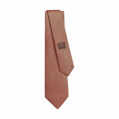 HERMES Orange Tie with Embroidered Letter Logo Design H339374Tv04