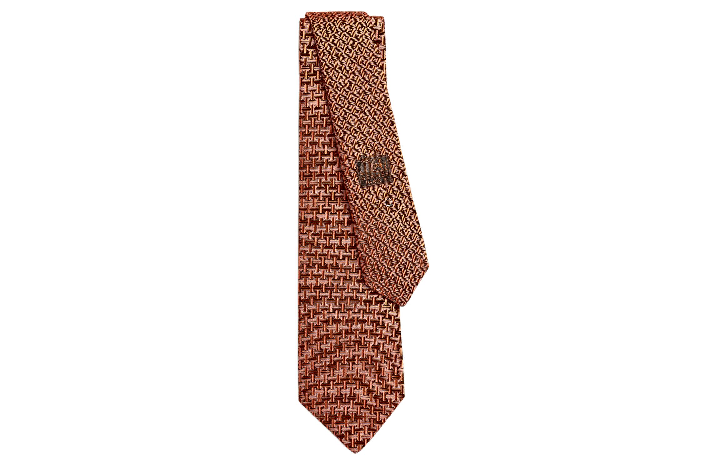 Order HERMES  Orange Tie with Embroidered Letter Logo Design H339374Tv04