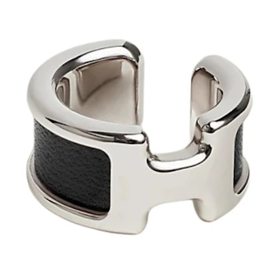 HERMES Palladium-Plated Clip-On Earrings Multicolor Design. 108073152