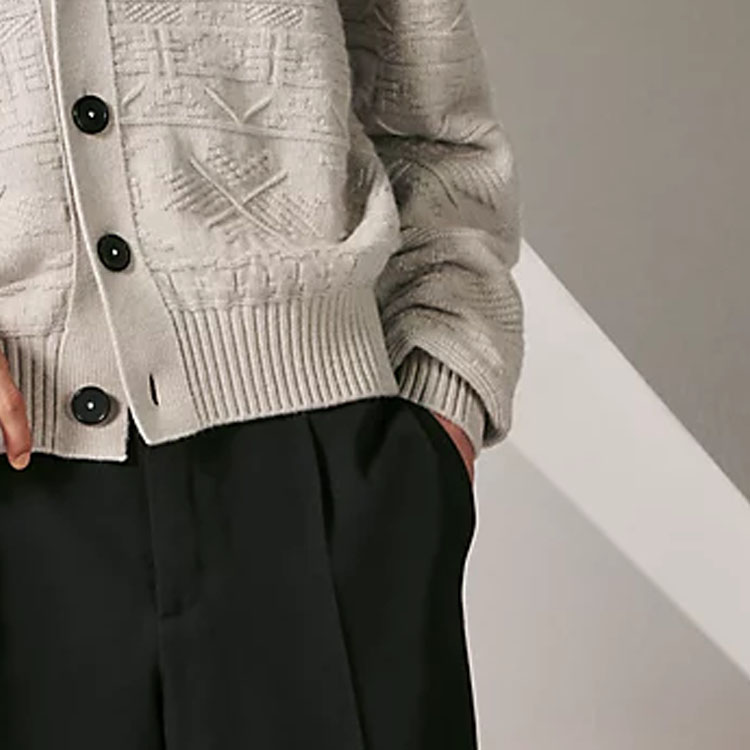 Purchase HERMES  Patterned Knit Cardigan Long Sleeve Button-Up Sweater H367305HA4N