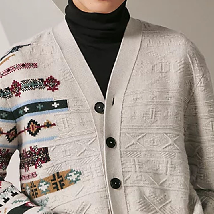 Details for HERMES  Patterned Knit Cardigan Long Sleeve Button-Up Sweater H367305HA4N