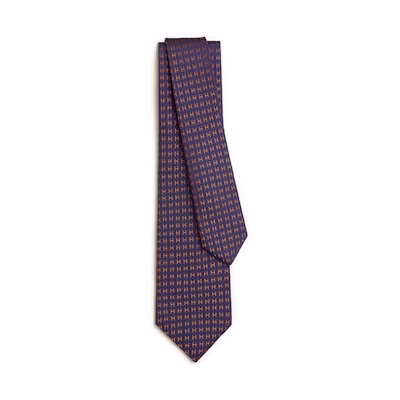 HERMES Purple Silk Tie with Printed Pattern Design. 107894186