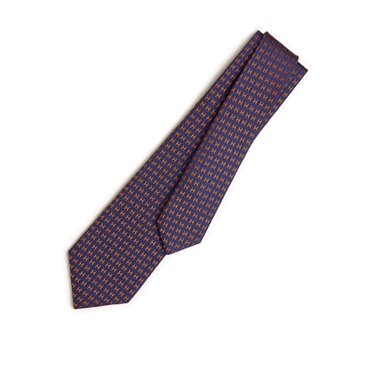 HERMES  Purple Silk Tie with Printed Pattern Design. 107894186 圖 3