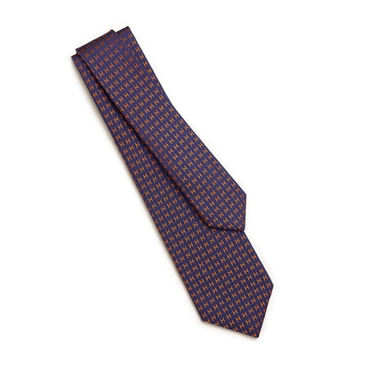 HERMES  Purple Silk Tie with Printed Pattern Design. 107894186 圖 4