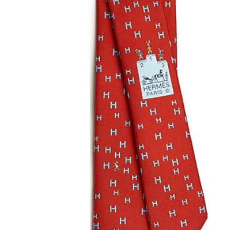 HERMES  Red Silk Tie with Logo Letter Design. H006349Tv15 圖 3