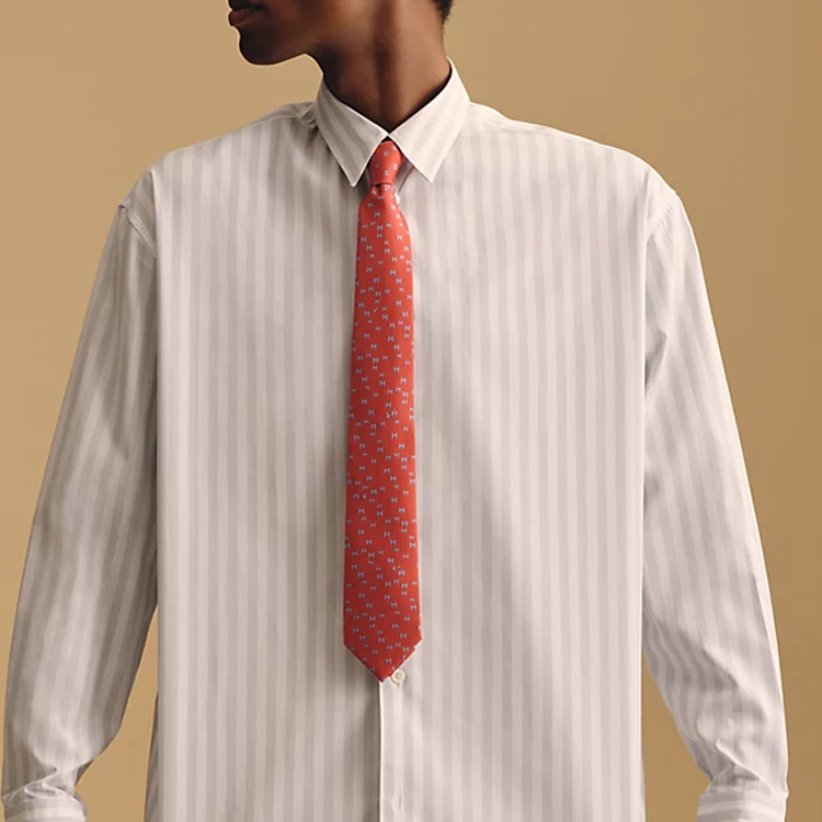 HERMES  Red Silk Tie with Logo Letter Design. H006349Tv15 圖 4