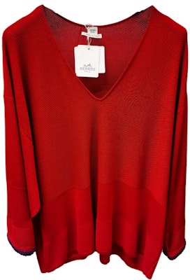 HERMES Red Solid V-Neck Long Sleeve Knit Sweater 792838D67W Buy HERMES Red Solid V-Neck Long Sleeve Knit Sweater 792838D67W