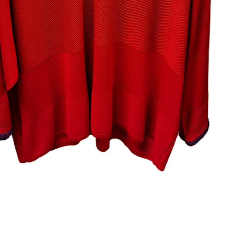 Purchase HERMES  Red Solid V-Neck Long Sleeve Knit Sweater 792838D67W