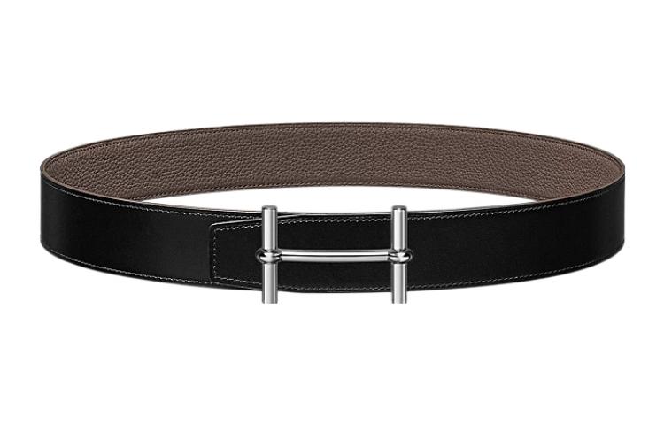 HERMES  Reversible Belt, Silver Buckle, Calfskin Leather, 3.8cm Wide, Bicolor. H077938CK05-H077971CAAG085