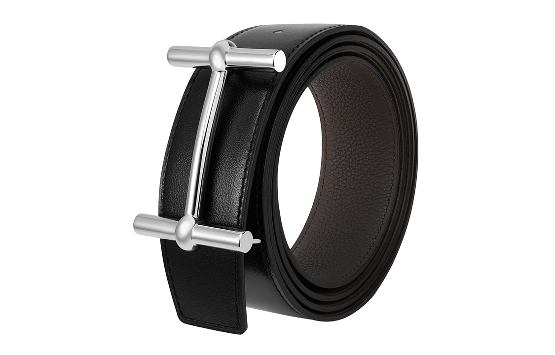 Purchase 愛馬仕雙面腰帶，銀色扣環，小牛皮，3.8cm寬，雙色設計。 H077938CK05-H077971CAAG085