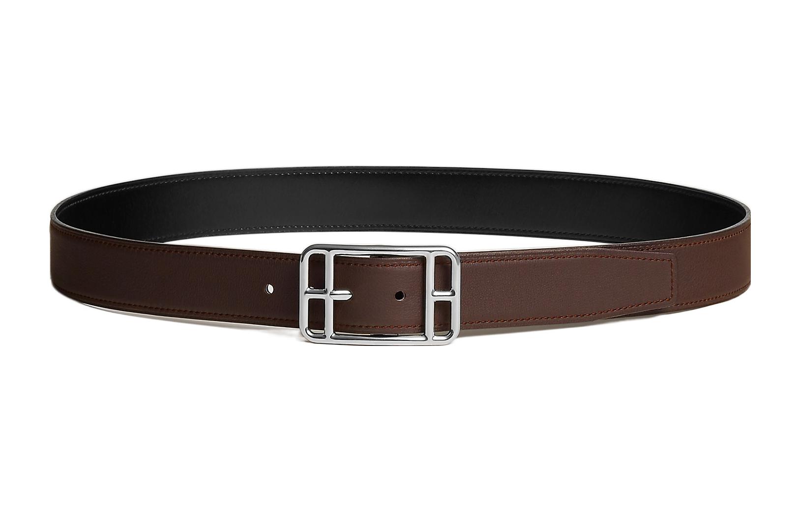 Lookbook Hermes Sabuk Kulit Anak Sapi Reversible Hitam/Coklat 3.2cm H049676CKAB