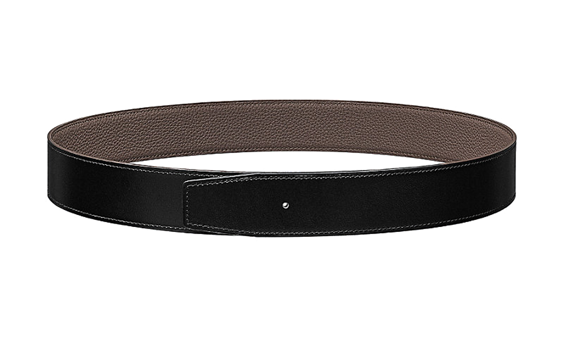 HERMES  Reversible Calfskin Leather Belt Black/Etoupe 3.8CM Wide H077971CAAG090 圖 2