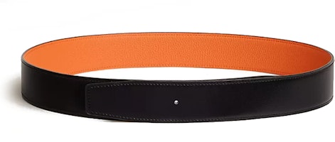 HERMES Reversible Calfskin Leather Belt Black/Orange 3.8CM Wide H077971CAAH080 HERMES Reversible Calfskin Leather Belt Black/Orange 3.8CM Wide H077971CAAH080