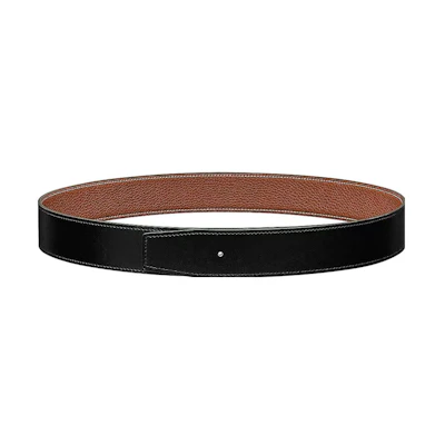 HERMES Reversible Calfskin Leather Belt Gold Brown 3.8cm Wide H077971CAAA