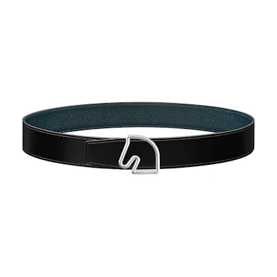 HERMES Reversible Calfskin Leather Belt with Horse-Inspired Buckle 3.8cm. H081656CK05-H077971CAAE095