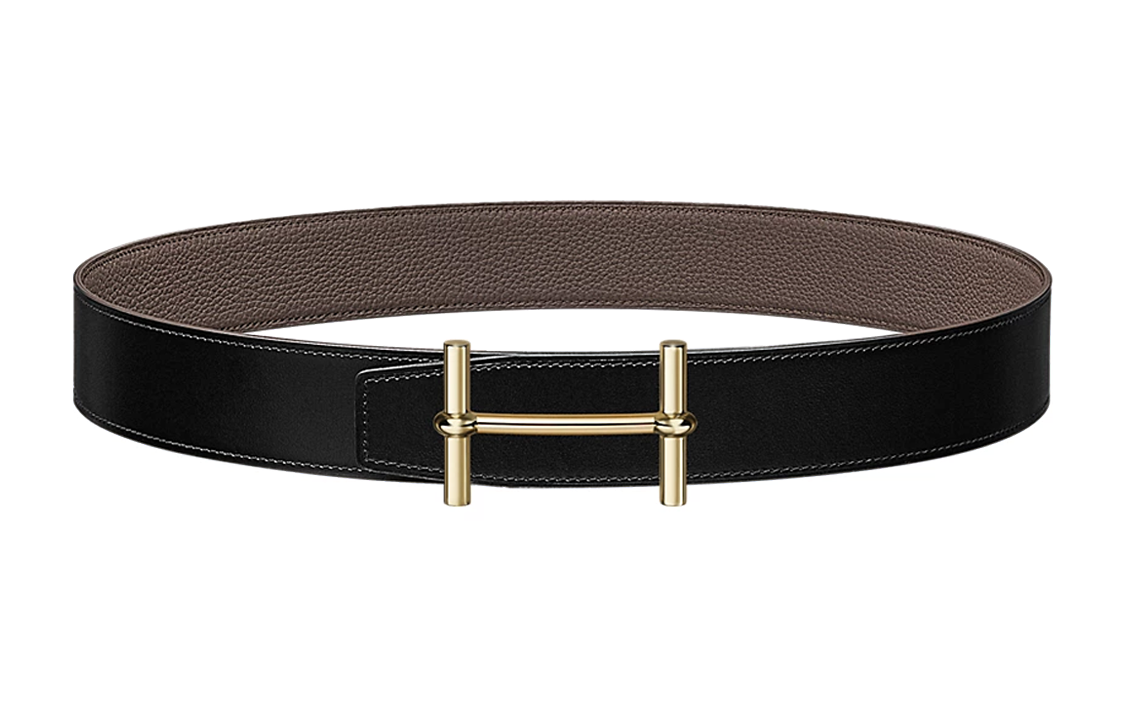 HERMES  Reversible H d'Ancre Calfskin Leather Belt Black/Tin Grey 3.8cm. H077938CP2K H077971CAAG090 圖 2