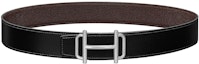 Buy 爱马仕 真皮双面腰带 黑色/巧克力色 Togo 银扣 3.8cm H075370CK05-H077971CAAB100