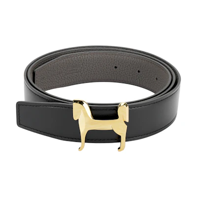 HERMES Reversible Leather Belt Gray/Black with Panache Logo Buckle 3.2cm H081753CQJ2-H073967CAAC105