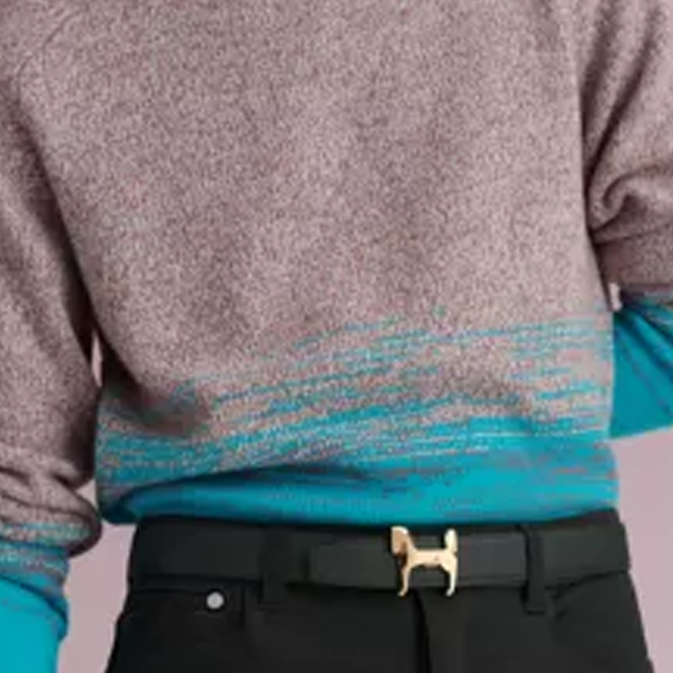 Lookbook HERMES Cinturón Reversible de Cuero Gris/Negro con Hebilla Logo Panache 3.2cm H081753CQJ2-H073967CAAC105