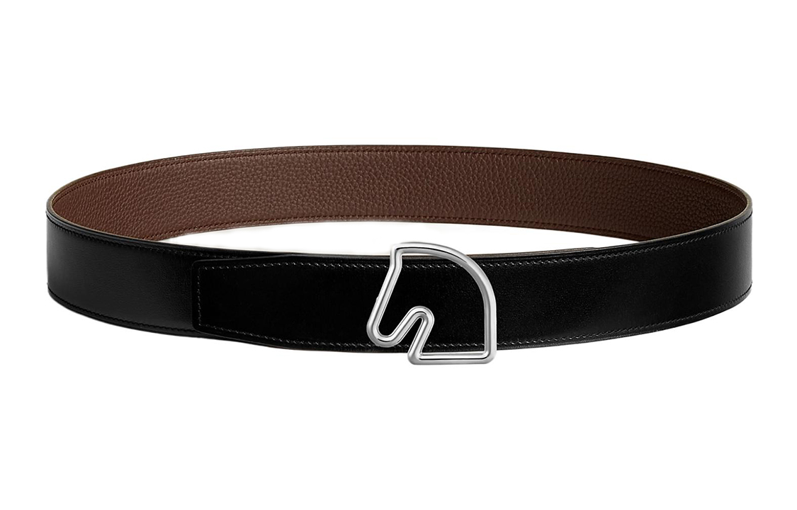HERMES  Reversible Leather Belt Tete de Cheval Black 3.8CM H081656CK05-H077971CAAB085 圖 2