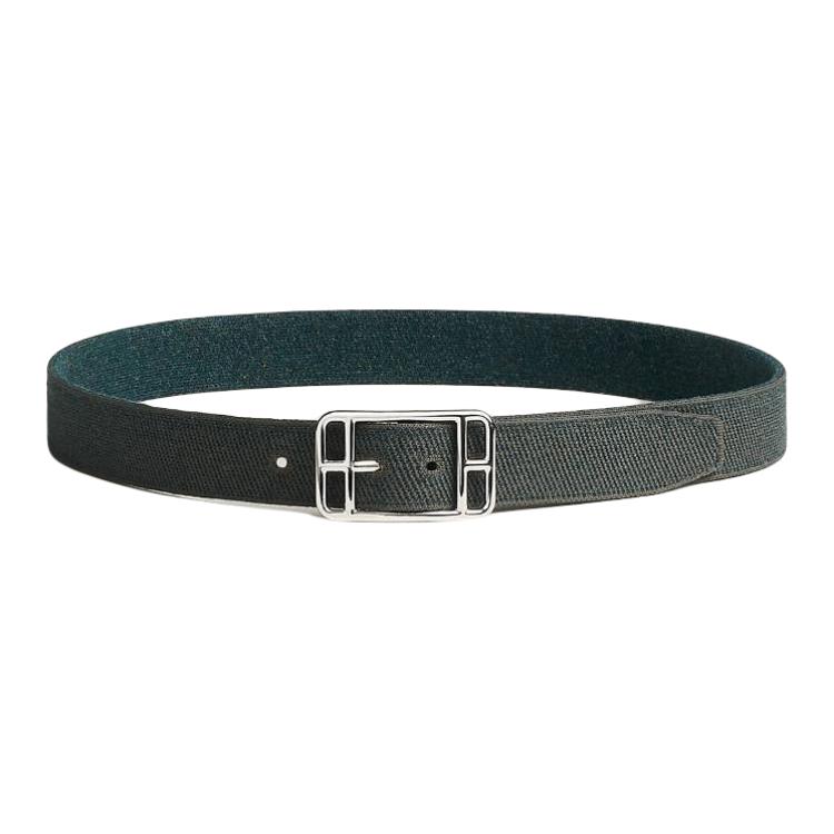 HERMES  Reversible Nylon Palladium Buckle Belt Grey 3.2CM Wide H010744UKAC085